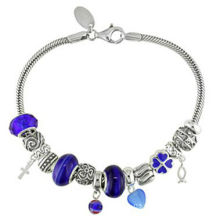 DIY European Charm Blue Crystal Rhinestone Bead Bracelet For Women